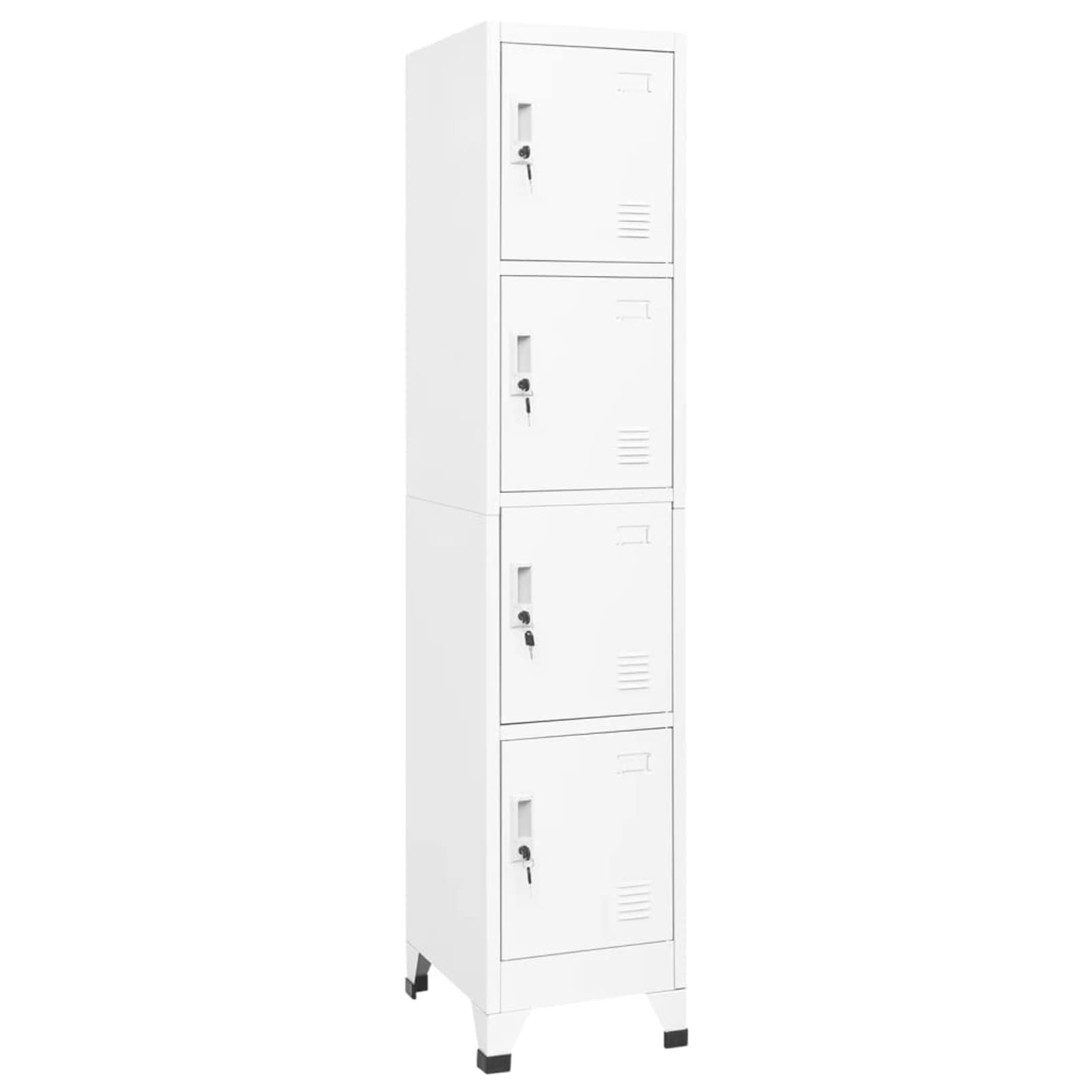 Armario Metálico Taquilla Vestuario 4 Puertas con Cerradura Blanco 38x45x180 cm