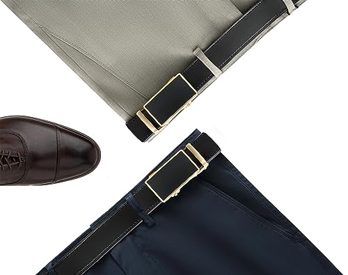 Image of CHAOREN Mens Belt - Mens Ratchet Belt Leather 1 3 /8 inch for Dress Pant - Micro Adjustable Belt Fit Everywhere