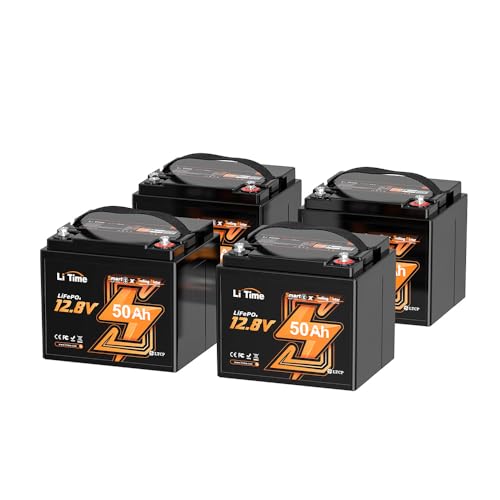 Image of LiTime 12V 50Ah LiFePO4 Lithium Trolling Motors Battery, 4000+ Deep Cycle Bluetooth Marine Battery with Low-Temp Protection, EV-Grade Cells & Smart 50A BMS, Perfect for Fishing Finder, Yacht (4Pack)