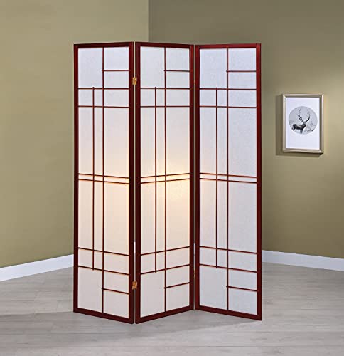 Coaster Home Furnishings Katerina 3-Panel Folding Floor Screen White and Cherry