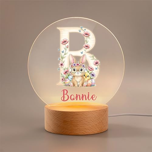 Lámpara de Mesa de Noche Conejo Floral Personalizable miniatura 1