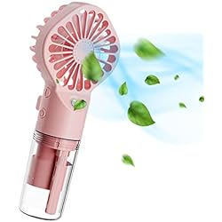 Ventilador Spray ROSSEV refrigeración por agua | nebulización agua a batería mano - Camping Gear Fan Spray Humidificador Ventilador pequeño con 4 velocidades