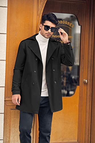 Gafeng Mens Trench Coat Double Breasted Notched Lapel Casual Slim Fit Long Jacket Windbreaker Overcoat thumb #1