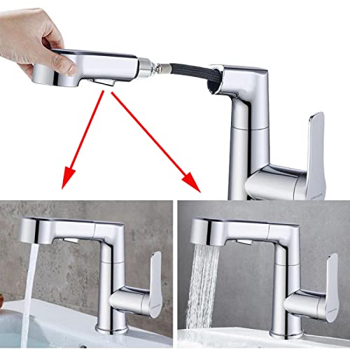 Robinet extractible pour lavabo mitigeur noir eau chaude froide - 7