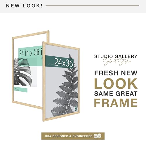 MCS Studio Gallery 24x36 Poster Frame Natural Woodgrain, Vertical & Horizontal Wall Hanging Large Picture Frame for Photos, Posters & Art Prints (1-Pack)