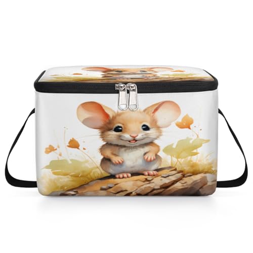 GzLeyigou Mouse Lunch Bags for Women Men 9 Cans, Hot & Cold Food Delivery Bag Insulated Grocery Bag Insulated Lunch Box Cute Mouse Cooler Bag for Office Work Picnic Beach