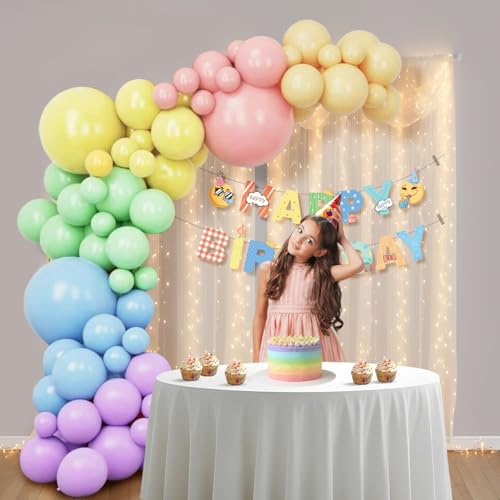 Image of Party Propz Rainbow Theme Birthday Decorations - Pack Of 57 Happy Birthday Decoration Kit For Kids | Kids Birthday Decoration Items | Multicolor Balloons For Birthday Decorations(Cardstock,Latex)