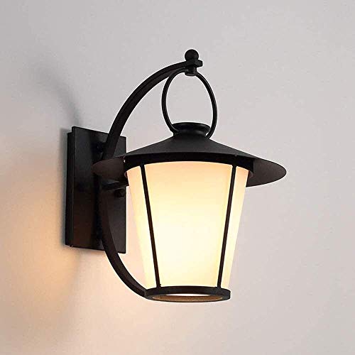 Applique Murale Extérieur Noir Mat E27 en Métal et Verre Blanc