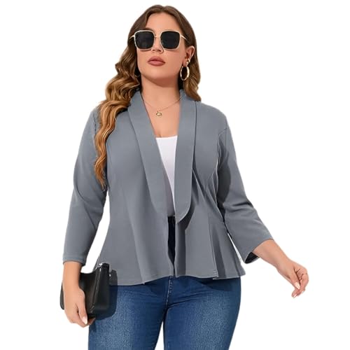Image of Womens Spring Plus Size Open Front Cardigan 3 /4 Long Sleeves Lightweight Draped Cover Ups