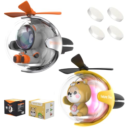 Image of 2 Pcs Pilot Car Air Freshener, Cute Dog Car Vent Clip Air Freshener Automotive Air Outlet Fan Diffuser, Automotive Interiors Vent Decoration (Silver+Yellow)