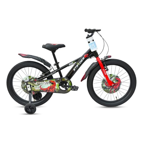 Image of Stryder Rexy 20T BMX Cycle for Kids (Unisex) - Steel Frame (9-Inch) | V-Brakes | Nylon Tires | Training Wheels | Sporty Design for Boys & Girls (Age Range: 7-13 Years) (Black)