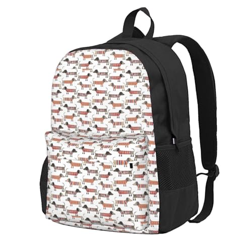 Sac à dos d'école 15 compartiments avec grand espace ordinateur portable motif teckel