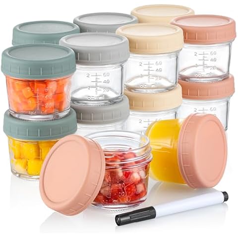 VITEVER 16 Pack Glass Baby Food Storage Containers Cover