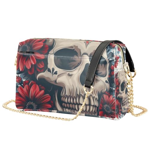 Sac à bandoulière fleurs et têtes de mort, le cadeau idéal femme