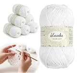 ilauke 300g Häkelgarn, 6 Ply Weiß Häkelwolle, Wolle zum Häkeln, Wolle Zum Stricken, Crochet Yarn Zum Pullover, Schals, Mützen, Plüschtiere