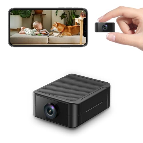 Liretope Mini Kamera 4K HD WLAN Überwachungskamera Innen Für Live Übertragung Handy APP WiFi Camera Nachtsichtkamera mit Bewegungsmelder/Lange Batterielaufzeit/Cloud-Speicherplat