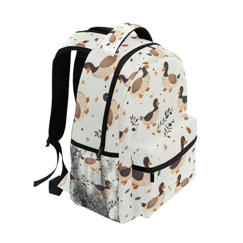 Duck Leaves Cartoon Backpack for School Boys Girls Adults Kids Bookbag Laptop Bag 15L2