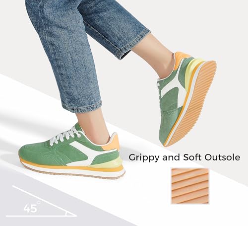 Image of LUCKY STEP Women's Platform Fashion Sneakers Suede Colorful Colorblock Stylish Retro Casual Neutral Tennis Running Footwear Walking Shoes