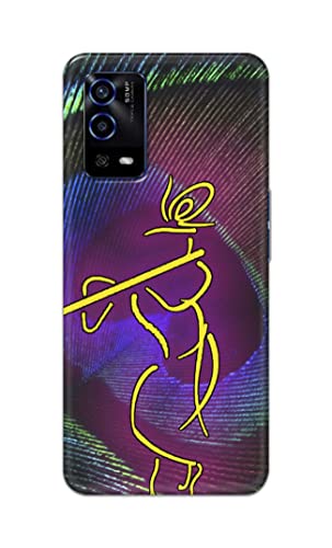 Image of PRINTFIDAA Lord Krishna On Peacock Feather Hard Back Cover for Oppo A55 Back Cover -(P6) KAT1007