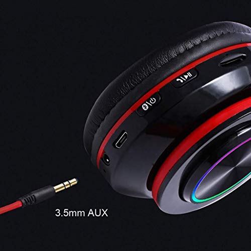 sans Fil Bluetooth 5.0 Casque Gaming Headset Over-Ear Casque Antibruit Intégré Lumière Micro LED for PC Portable, Carte TF 32G Peut Être Inséré (Compatible avec Le Format MP3) – Image 5