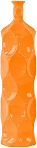 Miniatura 3 de Collection - Jarrón redondo de cerámica con lados con hoyuelos, acabado brillante, color amarillo