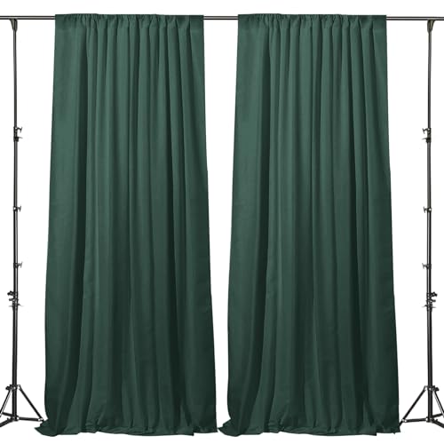 GALLETY 10 FT x 10 FT Blackish Green Backdrop Curtain - Polyester Photo Backdrop Curtains with 4 Inch Rod Pockets - Birthday Ceremony Party Stage Wedding Decorations