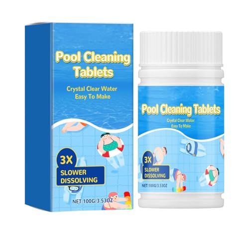 Comprimés nettoyants pour Piscine pour Une Eau cristalline, Pool Cleaning Tablets for Crystal Clear Water, 3X à Dissolution Plus Lente, Pastilles nettoyantes pour Piscine, Jacuzzi, Spa, 100g