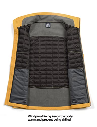 Little Donkey Andy Men’s Lightweight Puffer Vest, Warm Outdoor Sleeveless Jacket For Hiking Travel Running Mustard Yellow S #TOP4