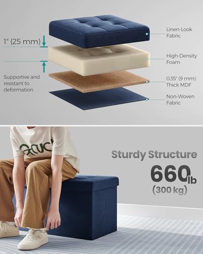Image of SONGMICS 30 Inches Storage Ottoman, Foldable Bench with Flipping Lid