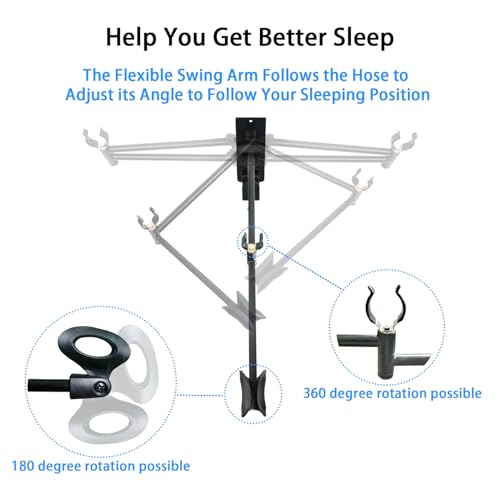 Image of CPAP Hose Holder for Bed (Wall-Damage-Free),CPAP Hanger for Hose and Mask,Rotating Telescopic Arm Prevents Tubing from Getting Tangled.Cpap Hooks Keep The Cpap Supplies Bedside Tidy.(Matte Black)