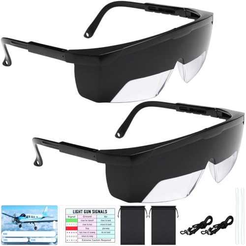 Saysurey 2 Set Aviation Flight Training Glasses Adjustable View Limiting Goggles Device, Tag Light Gun Signal (Black)