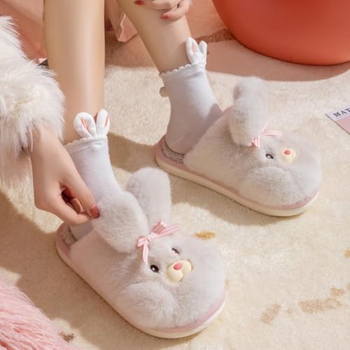 Women's Bunny Slippers Cute Animal Slippers Girl Warm Rabbit Plush Slippers Cozy Fluffy Kawaii Fuzzy Thanksgiving Indoor Bedroom2