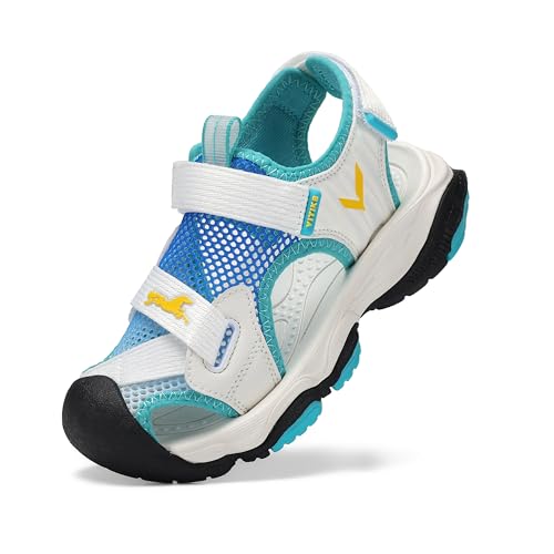 Image of JMFCHI Boys Girls Kids Closed Toe Sports Sandals Summer Water Shoes | Little /Big Kid,Comfortable lightweight,Non-slip soft sole,Hook-and-loop closure,Easy wear,Anti-collision toe,Daily casual