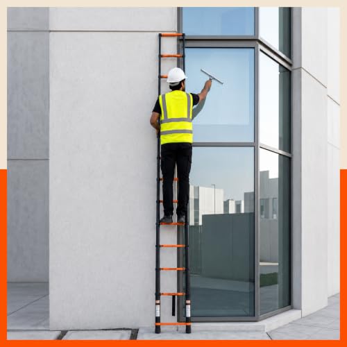 Image of Bathla 14.5 ft Steel Telescopic Ladder | Portable & Compact | Foldable Multipurpose Step Ladder for Home & Outdoor use