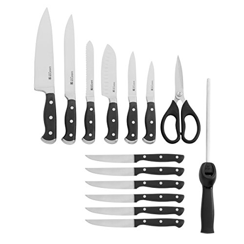 Sabatier 15Piece TripleRivet Knife Block Set with Acacia Block