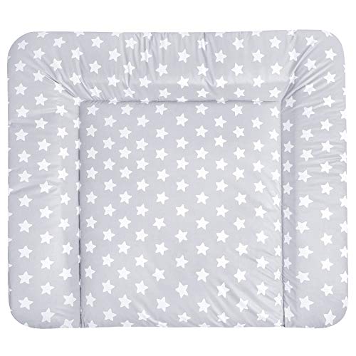 Julius Zöllner Wickelauflage Softy 85x75 cm - Wickelunterlage - wasserdicht und abwischbar - Made in Germany – Oeko-Tex Standard 100 – Sterne grau