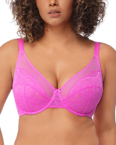 Image of HSIA Minimizer Bras for Women Enchante Full Coverage Underwire Bras Plus Size Lifting Floral Lace Bra for Heavy Breast