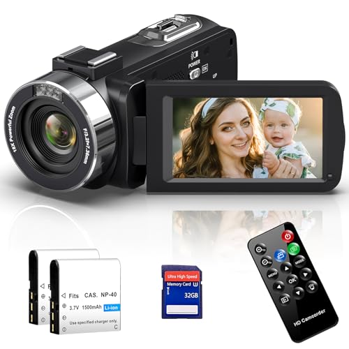 Camcorder Video Camera Ultra HD IR Night Vision Vlogging Camera for YouTube,18X Digital Zoom Camcorder 3.0' 270° Rotation IPS Screen Video Recorder