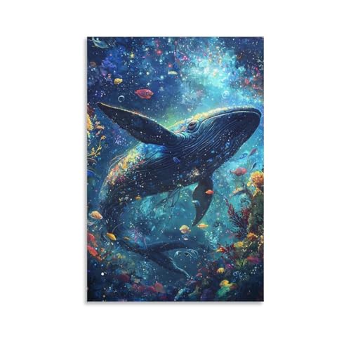 Cuadro en lienzo de ballena de 50x75cm para decoración de salón moderno