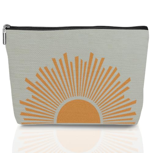 Boho Gifts Boho Neutral Sun Makeup Bag Cosmetic Bag Vintage Bohemian Sunset Aesthetic Travel Toiletry Makeup Pouch Vintage Friendship Gifts for Women Girls Friend Teacher Birthday Christmas Graduation