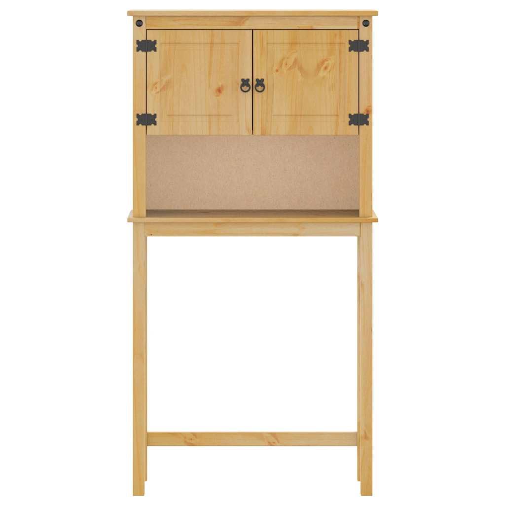 SYDE Mobile per lavatrice in legno di pino, mobile da bagno | 1 ripiano aperto, 2 scomparti, maniglie in metallo, sopra lavatrice o WC
