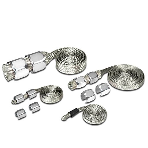 Auto Dynasty Universal Stainless Steel Braided Dress-Up Hose Cover Kit (Silver)