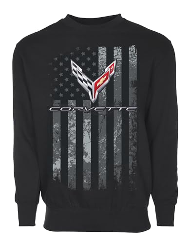JH DESIGN GROUP Men’s Chevy Corvette C8 Flag Pullover Crewneck Sweatshirt Sm-3X