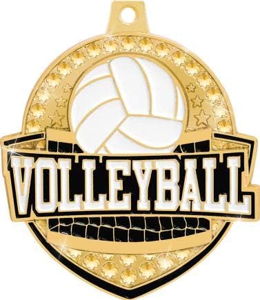 Miniatura 2 de Crown Awards - Medallas de voleibol real de 2 14 pulgadas, medallas de voleibol de oro con cinta para el cuello