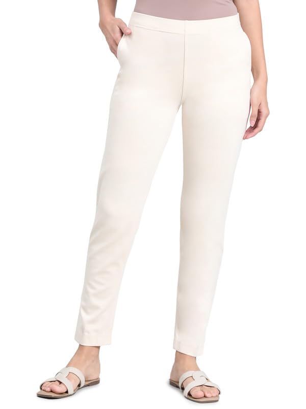 Image of GO COLORS Ponte Smart Kurti Pants Full Length for Women | Breathable, Mid Rise