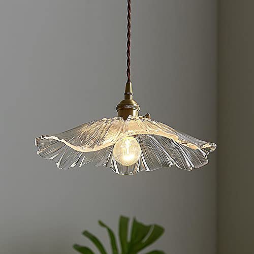 Suspension E27 en laiton et verre style scandinave avec cordon de 150 cm