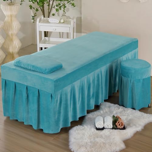 LDLCYCN Green,70x190cm(R), Massage Bed Cover with Face Hole Massage Table Bed Skirt Beauty Massage...