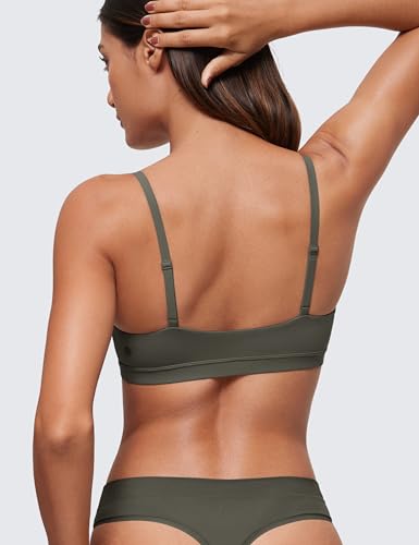 Image of CRZ YOGA Softhold Double Lined Scoop Neck Bralette - Womens Adjustable Straps Cami Wireless Sleep T-Shirt Everyday Bra