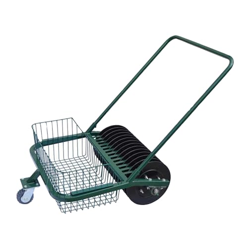 CASOME Golf Ball Picker Collector, Hand Push Ball Retrieving Machine with 13 Channels, Picks Up to 600 Balls, Durable Metal Frame for Driving Range and Practice Field(Green)