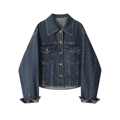 Manteau de printemps rétro américain aux finitions soignées en denim texturé